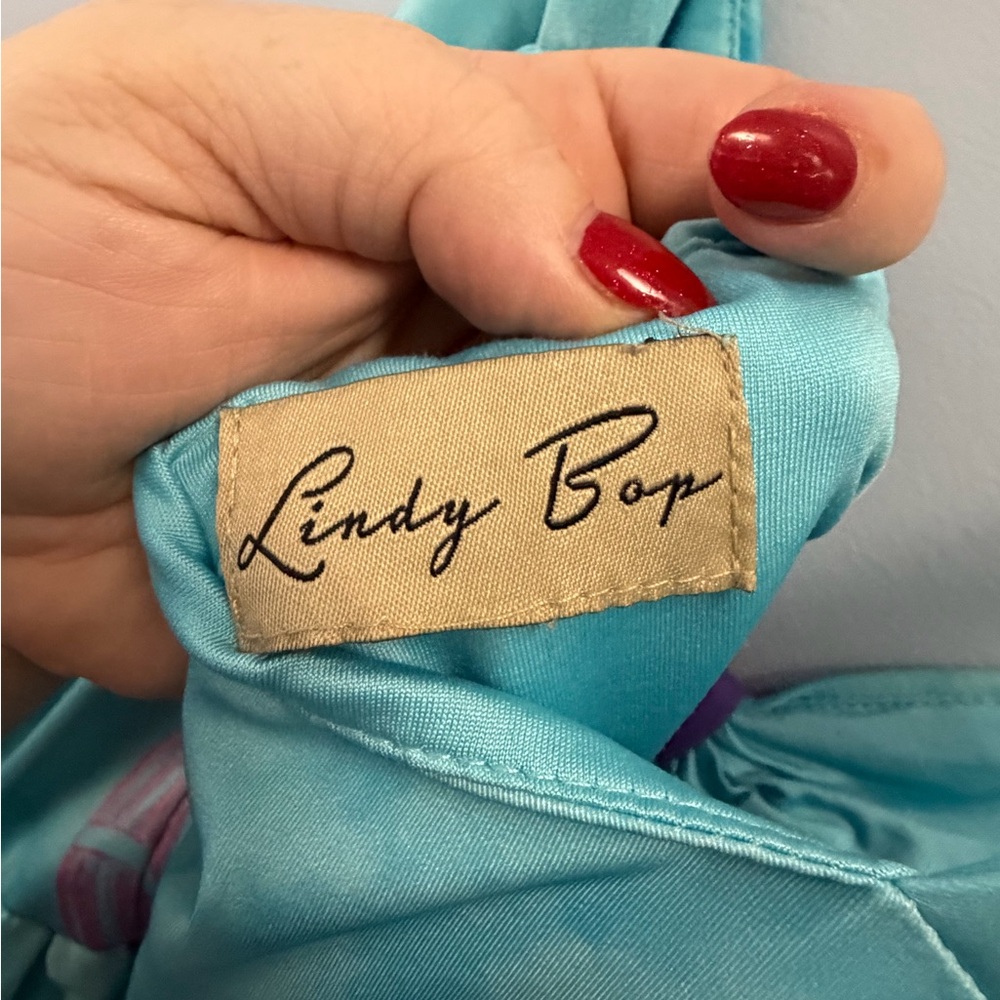Lindy Bop Turquoise Dress with Balloon Motif - Picture 3 of 3